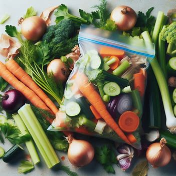A picture showing a freezerbag filled with vegetable