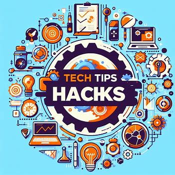 A picture showing some technology and with a text that says Tech tips hack